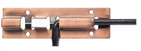 A brass latch. Perfect to place on doors to lock them isolated o — Stok fotoğraf