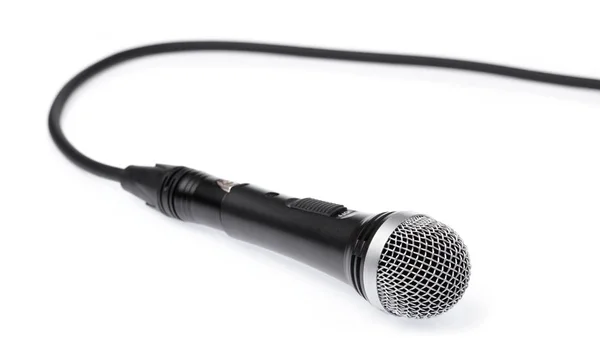 Microfone de cabeça de bola portátil de prata isolado no backgroun branco — Fotografia de Stock