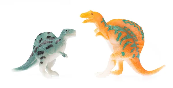 Spinosaurus made out of plastic. dinosaur toy isolated on white — Stok fotoğraf