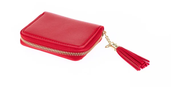 Coin Purse classic red isolated on white background — 图库照片