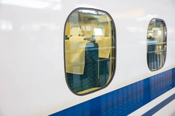 subway car window of the modern and fast commuter train.