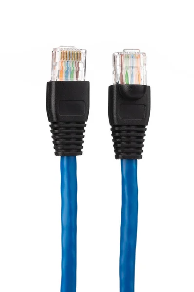 Cable Network CAT6 Flat 2m RJ45 Lan Internet isolated on white B — Stock Photo, Image