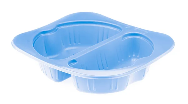 Μπλε πλαστικό δοχείο τροφίμων που απομονώνεται σε λευκό φόντο — Φωτογραφία Αρχείου
