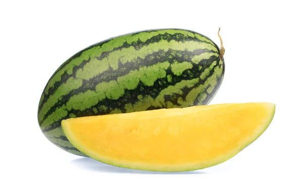 Fresh yellow watermelon slice isolated on white background — Stock Photo, Image