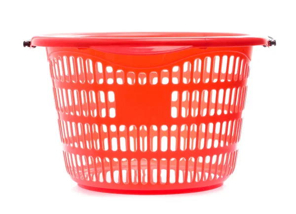 Röd plast korg isoleradon vit bakgrund — Stockfoto