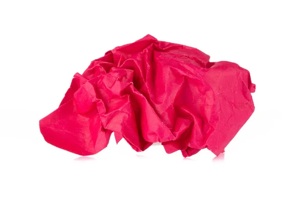 Morceau froissé rouge de papier isolé sur fond blanc — Photo