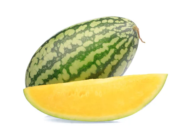 Fresh yellow watermelon slice isolated on white background — Stock Photo, Image