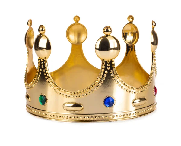 Gold Crown with jewel isolated isolated on white background — Stok fotoğraf