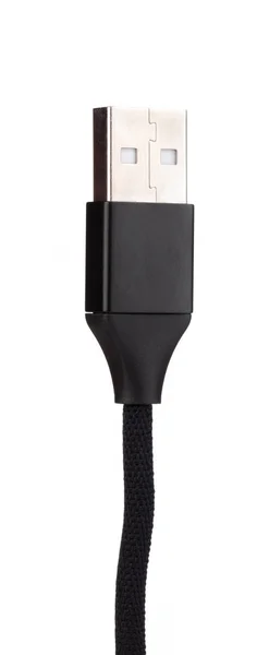 Черный USB кабель для смартфона изолирован на белом фоне. — стоковое фото