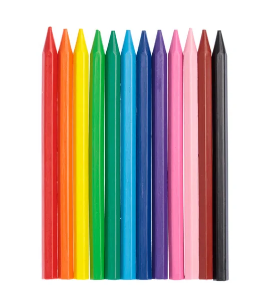 Σετ χρωμάτων Μολύβι από κερί Crayon μονωμένο σε λευκό φόντο — Φωτογραφία Αρχείου