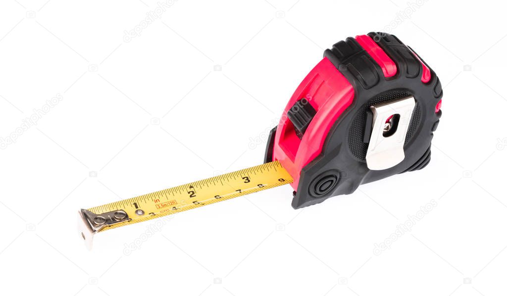 Red Measuring Tape isolated on white background