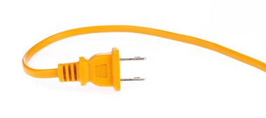 Orange electrical plug and electrical cord isolated on white bac