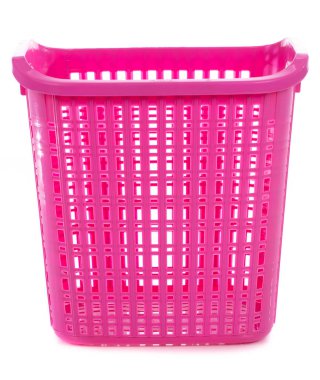 Boş plastik çamaşır sepetini beyaz arkaplanda ayır 