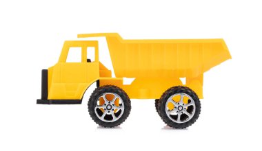 Yellow Toy Garbage Truck Isolated on white backgroun