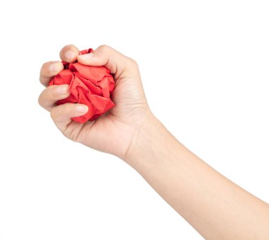 El sıkma ezilmiş kağıt beyaz arka planda izole