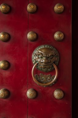 detail of a Red temple door