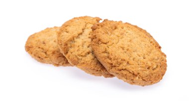 close up of biscuit cookies isolated on white background