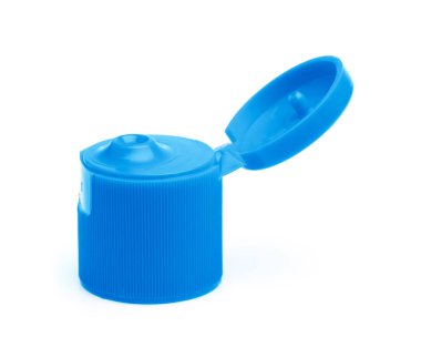 Beyaz arka plan üzerinde izole mavi plastik şişe kapağı