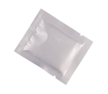 wet wipe tablet cleaning in packet isolated on white background