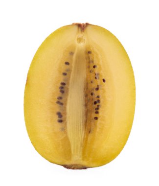 slice gold kiwi isolated on white background