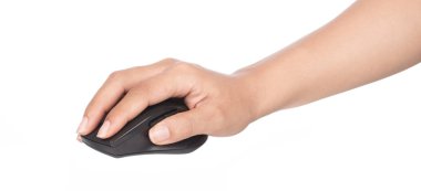 Beyaz sırtında izole edilmiş bir kablosuz bilgisayar faresi.