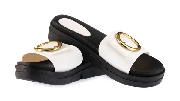 Linda de sandálias para mulheres isoladas em fundo branco — Fotografia de Stock