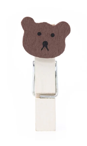 Wood clip of shape cute animal isolated on white background — 图库照片