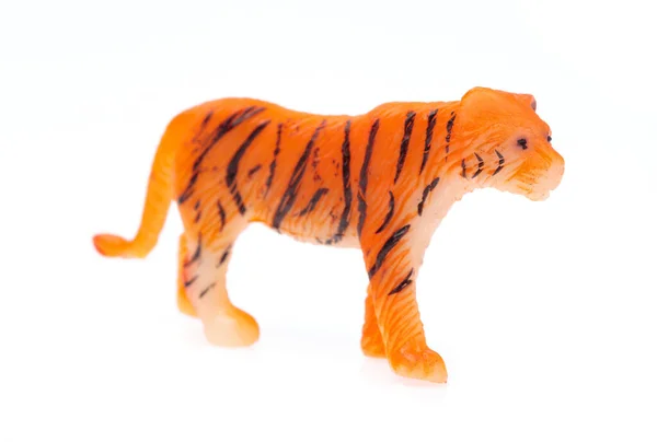 玩具塑料老虎被隔绝在白色背景上 — 图库照片