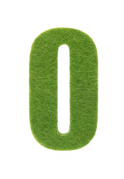 Number 0 made of felt isolated on white background — Stockfoto