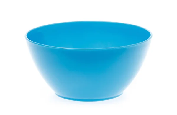 Empty blue plastic bowl isolated on white background — Stockfoto