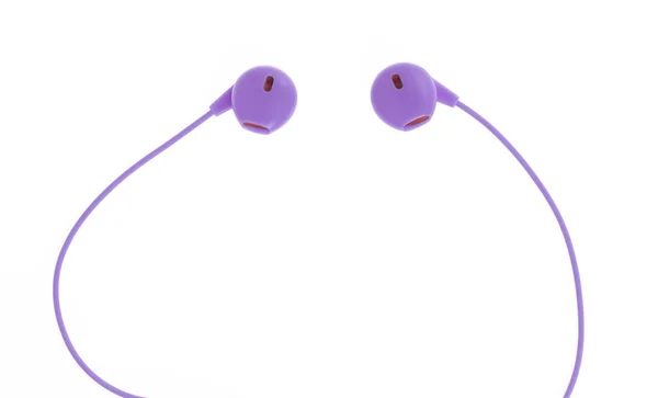 紫色耳机，白色背景隔离 — 图库照片