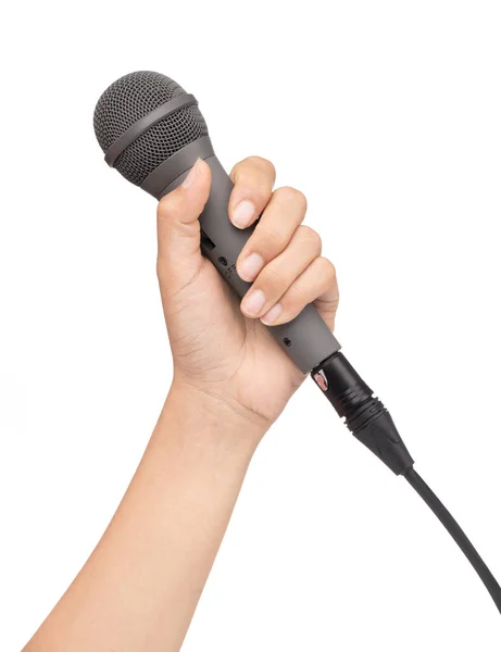 Micrófono de mano aislado sobre fondo blanco — Foto de Stock