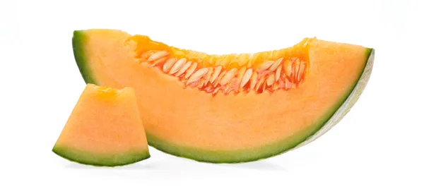 Sliced Cantaloupe melon Isolated on White Background — Stock Photo, Image