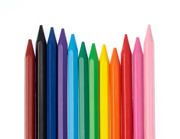 Set of Colors Crayon Wax Pencil Isolated on White Background — 图库照片