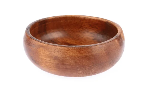 Dřevo kulaté Calabash Bowl izolované na bílém pozadí. — Stock fotografie