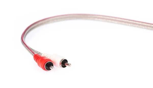 Stereo Jack to 2 RCA Plugs Cable isolated on white background — Stok fotoğraf