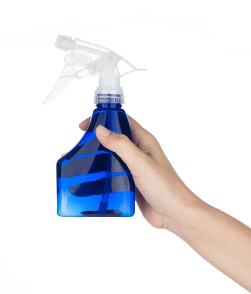 Blauw van plastic fles spray geïsoleerd op witte achtergrond — Stockfoto