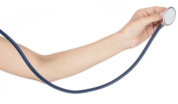 Hand holding stethoscope isolated on white background — Stock Photo, Image