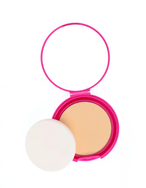 Makeup pink powder isolated on white background — 스톡 사진