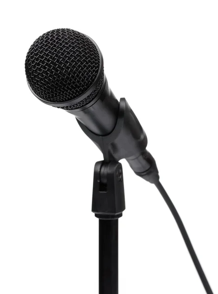 Mikrofon und Ständer isoliert auf weißem Hintergrund — Stockfoto