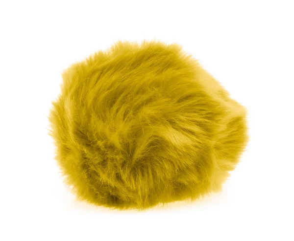 Žlutá Fur koule izolované na bílém pozadí — Stock fotografie