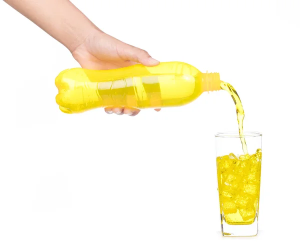 Hand pouring refreshing pineapple — Stock Photo, Image