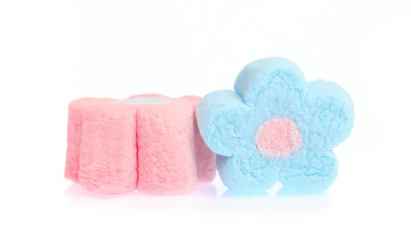 Close Up of sweet marshmallow in the shape of flower isolated on — Stock Photo, Image