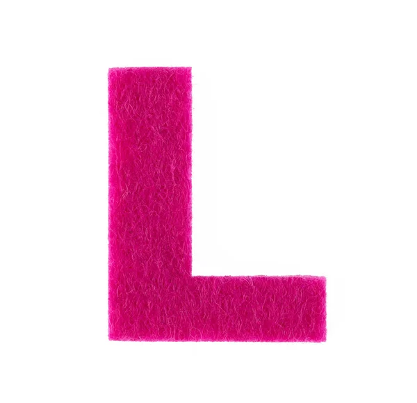 Алфавит L сделан из войлока, изолированного на белом фоне . — стоковое фото