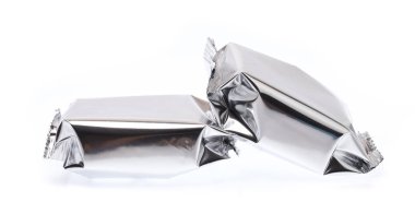 Beyaz arka plan üzerinde izole folyo paket çanta