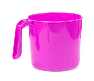 pink plastic bowl isolated on white background