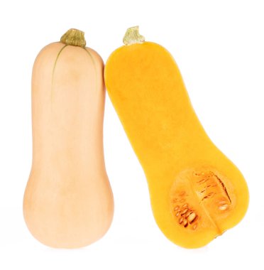 Beyaz arka planda izole edilmiş tereyağlı kabak.