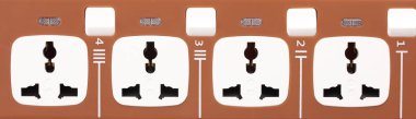 Brown socket electric power bar isolated on white background