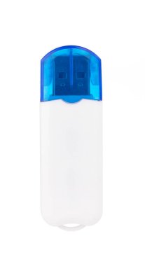 blue with white of USB flash memory isolated on a white backgrou