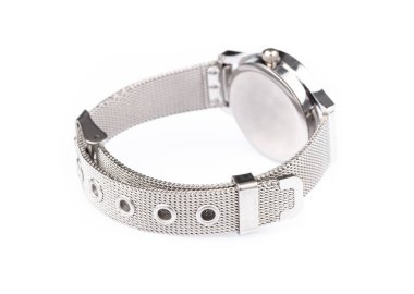 Silver wrist watch isolated on a white background